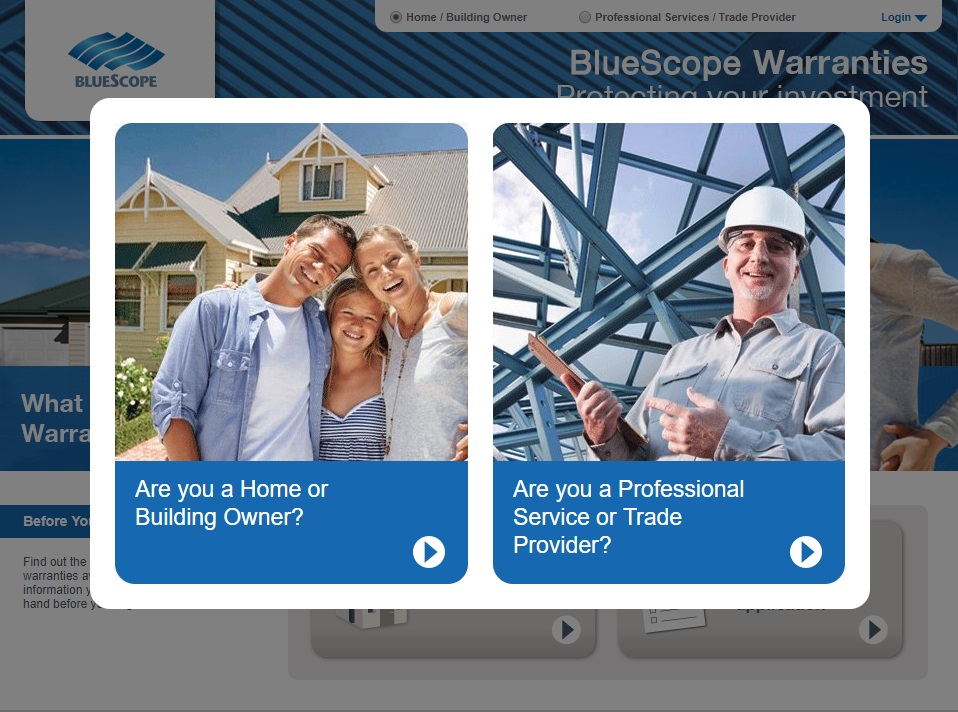BlueScope Warranties Registration Website
