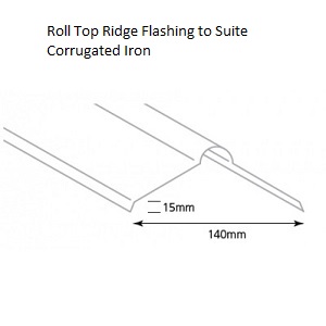 Roll Top Ridge Flashing to Suite Corrugated Iron